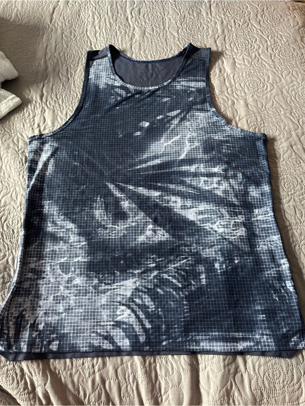 lululemon athletica Men's Black and White Tie-Dye Tank